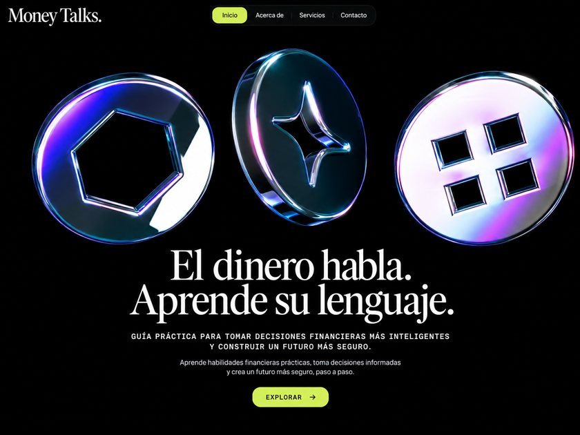 Web de finanzas con monedas de cristal