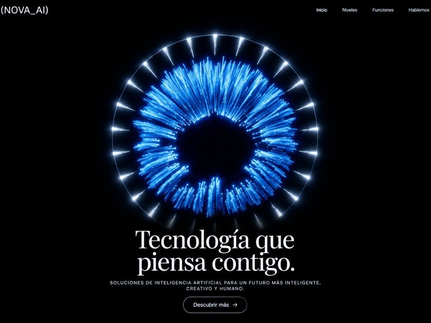 Web de IA con visualización circular azul