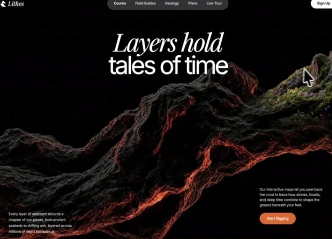 Web educativa sobre geología con relieve 3D